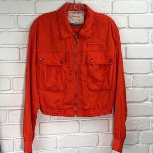 Anthro Cartonnier Jacquard Bomber Crop Jacket